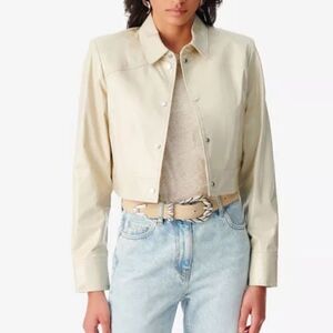 NWT IRO Devta Patent Leather Jacket Sand Size 40/ US 8